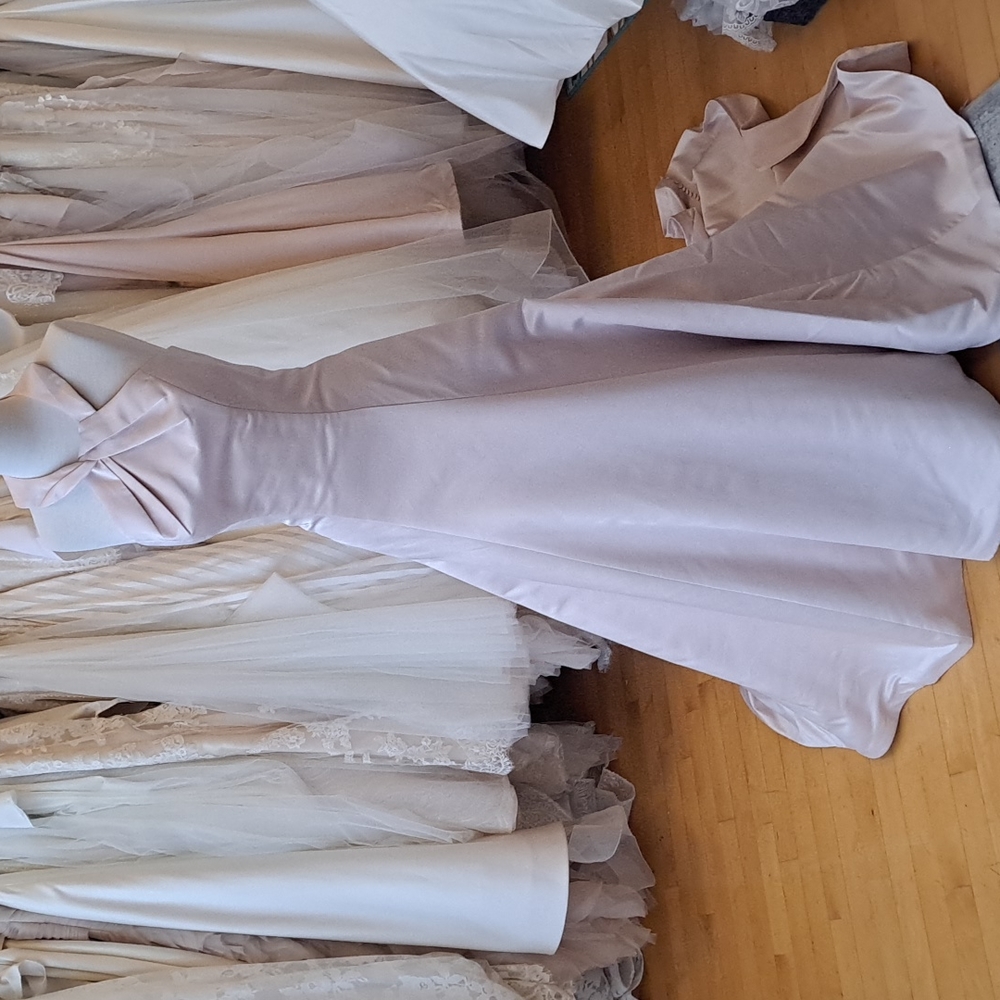 Elegant satin high neck wedding dress